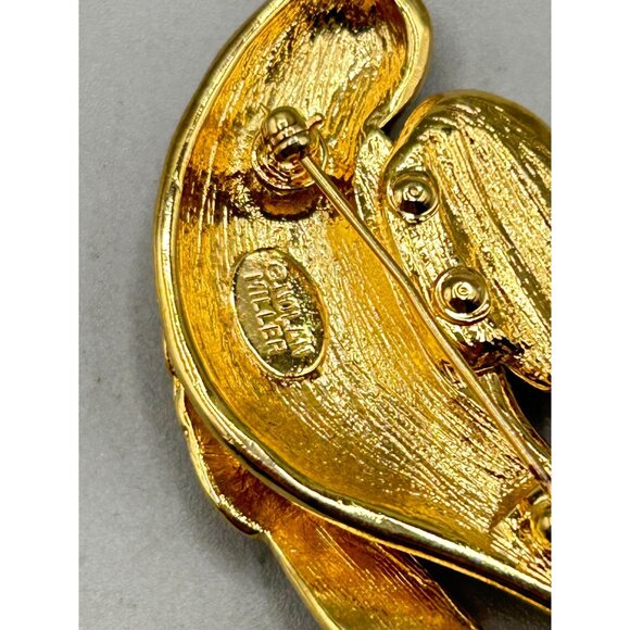 Vintage Nolan Miller Rhinestone Bird Brooch Dove Of Peace Clear Crystals Over Go - Picture 8 of 9